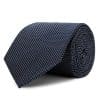 Cravatta in seta nera a tinta unita con motivi in rilievo.