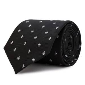 Silk tie with lilies on a black background