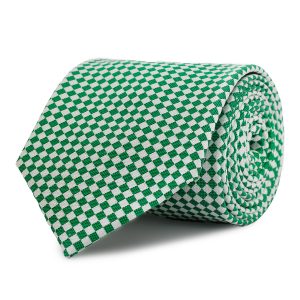 White and green checkered tie