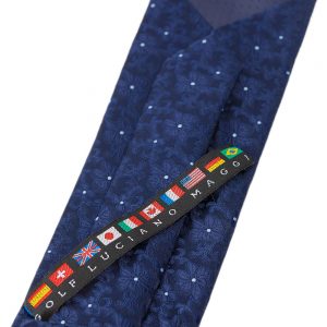 Classic tie in Pure Silk Fantasy with Damask flowers in Navy blue color.